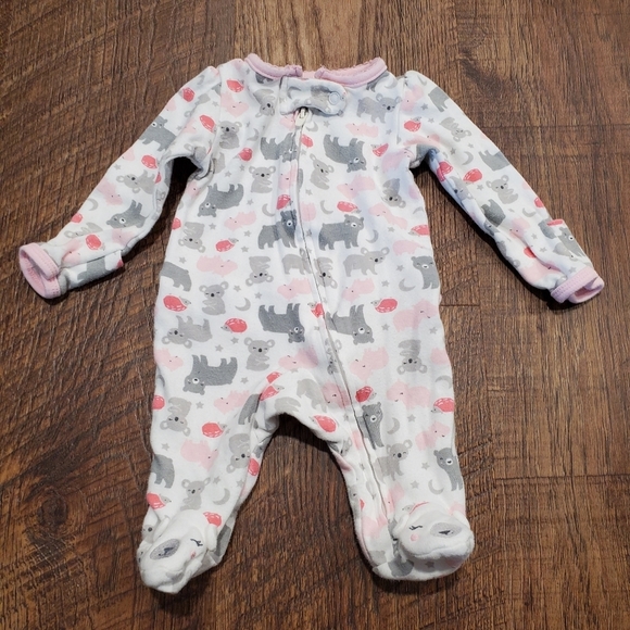 Carters 3 Just One You Baby Girl Footed Pajamas Sleep PJs Pink Koala Hedgehog NB - Picture 9 of 13